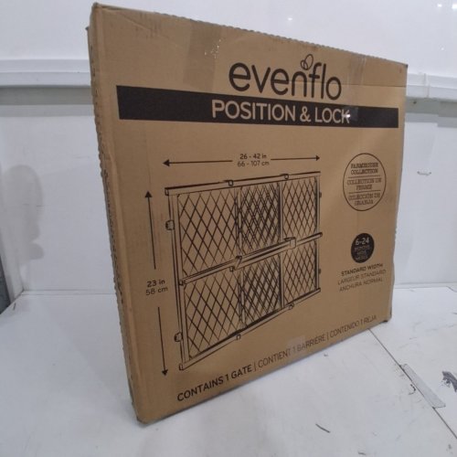 EVENFLO POSITION AND LOCK WIDE DOORWAY GATE - 26" - 42" - RUSTIC BROWN (MODEL: 2026900) image 4