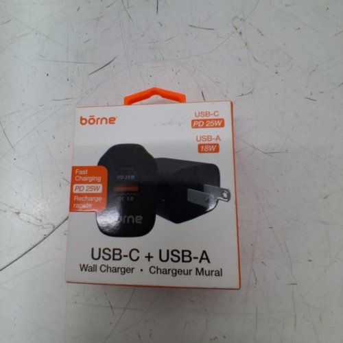BÖRNE USB-C AND USB-A WALL CHARGER - USB-C 25W; USB-A 18W - BLACK image 4