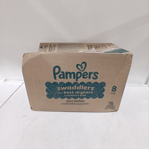 76PK PAMPERS ABSORBENT SWADDLERS - SIZE 8 - WHITE image 3