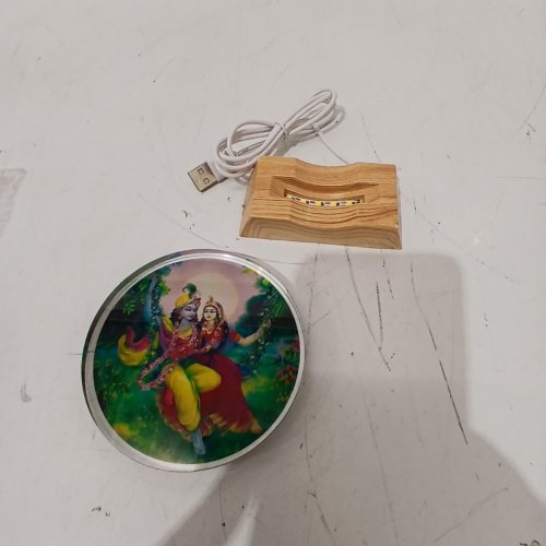 3D CREATIVE VISUALIZATION LAMP - RADHA AND KRISHNA - 4" - WOOD BASE image 4