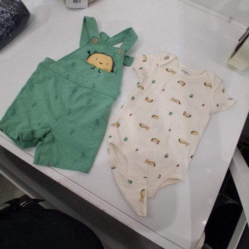 2PC PEKKLE OVERALL BODY SUIT AND TSHIRT SET - 18M - GREEN/CREAM (STYLE: 1769901) image 4