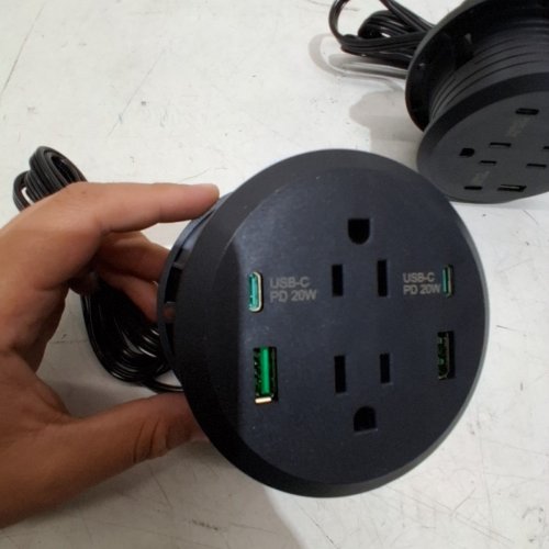2PK JGSTKCITY DESK POWER GROMMET - 12A 125 V 1500W; USB-C PD 20W - BLACK (MODEL: HOUJN02-02-13) image 3