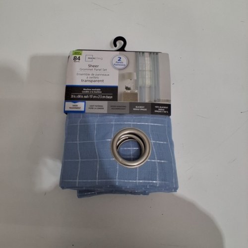 (2 PANEL) MAINSTAYS SHEER GROMMET CURTAIN PANELS - 38" X 84" EACH - BLUE image 2
