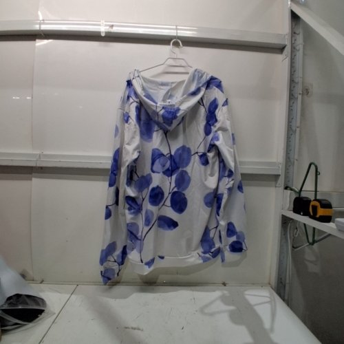 WOMEN’S WHITE AND BLUE FLORAL HOODED FULL-ZIP LIGHTWEIGHT JACKET - 2XL - BLUE/WHITE image 3