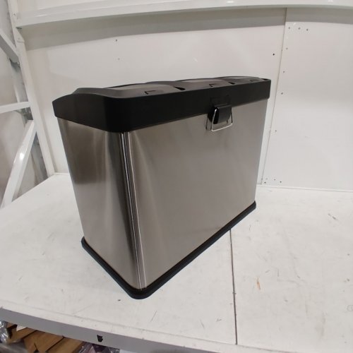 3-COMPARTMENT TRASH & RECYCLE STEP BIN - 45L CAPACITY - BLACK/STAINLESS STEEL (MODEL: 947604) image 4