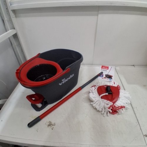 2PC VILEDA EASYWRING FLOOR CLEANING SYSTEM MOP & BUCKET - RED/BLACK image 2