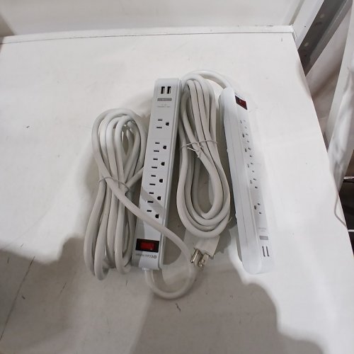2PK CABLE MATTERS 6-OUTLET POWER STRIP WITH USB PORTS - 8FT - WHITE (MODEL:402030-BLK-8X2) image 3