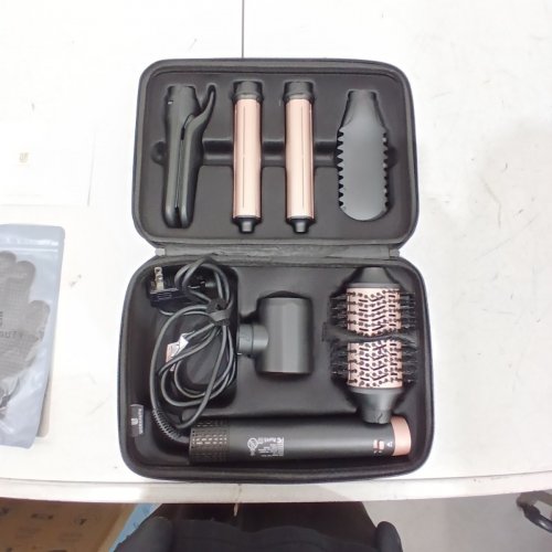 7PC WEBEAUTY HAIR DRYER BRUSH AIR STYLER: DUAL VOLTAGE 7 IN 1 IONIC MULTI STYLING TOOLS WITH HOT AIR STRAIGHTENER, AUTO WRAP CURLERS, FRIZZ-FREE VOLUMIZER, CURLING, STRAIGHTENING - 100-240 V, 1400W - BLACK AND ROSE GOLD (MODEL: F9E) image 4