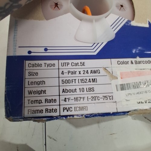 AICAT CAT5E UTP ETHERNET CABLE - 500FT - 4-PAIR X 24 AWG - ORANGE (MODEL: AI5-INDOOR-500FT) image 2
