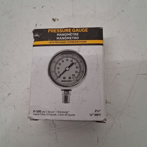 BOSHART PRESSURE GAUGE - 2.5" (MODEL: PG25-100-GNL) image 3