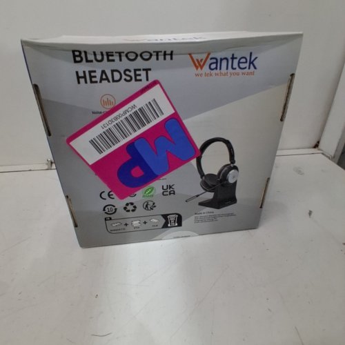 WANTEK BLUETOOTH HEADSET WITH MIC AND AI NOISE CANCELLING ADJUSTABLE MICROPHONE CHARGING DOCK - BLACK (MODEL: HSM-WK881BTC) image 2