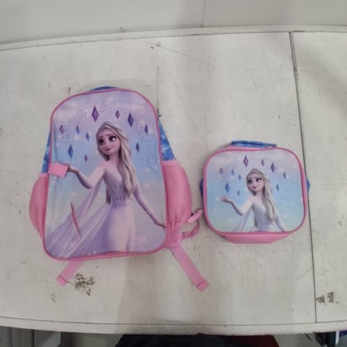 2PC DISNEY FROZEN BACKPACK AND LUNCH BAG SET - 14L - BLUE / PINK image 4