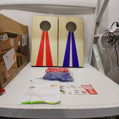 GOSPORTS PORTABLE SIZE CORNHOLE GAME SET WITH 6 BEAN BAG - 2FT X 1FT - WOOD/BLUE/RED (MODEL : CH-03-MDF-WOOD) image 2