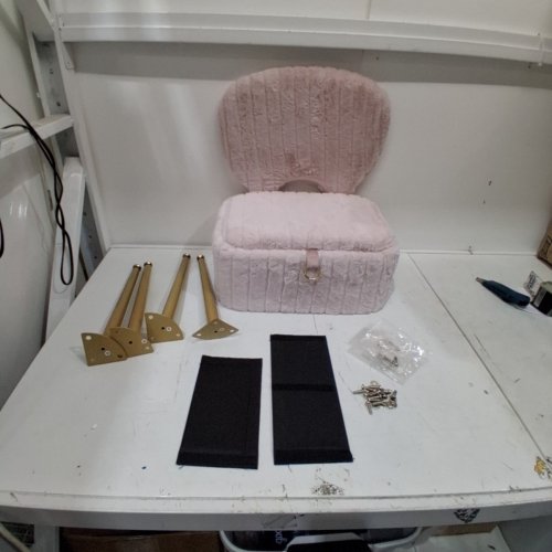 SONGMICS FOLDING VANITY CHAIR WITH BACKREST - 17" X 13 X 32" - JELLY PINK image 2