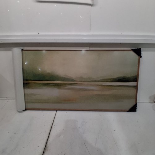 MINIMALIST ABSTRACT LAKE REFLECTION CANVAS FRAMED WALL ART - 40" X 20" - NEUTRAL image 2