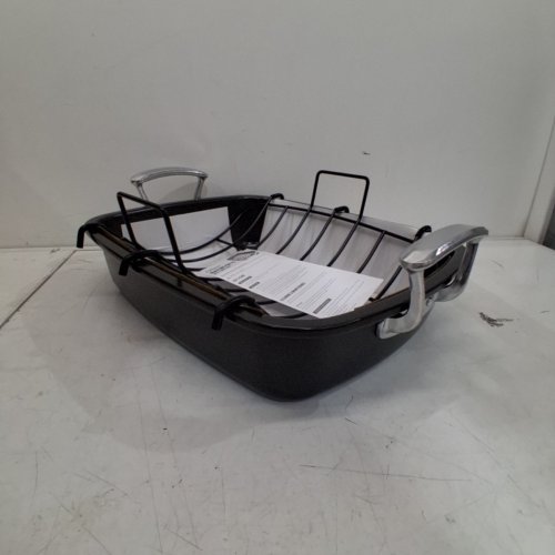 CHEF POMODORO DELUXE X-LARGE CARBON STEEL ROASTING PAN WITH U-RACK, 18.5'' X 14.5'' image 2