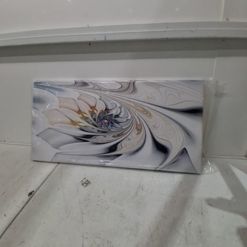 DESIGN ART WHITE STAINED GLASS FLORAL ART LARGE FLORAL WALL ART CANVAS PRINT -32" X 16" image 2