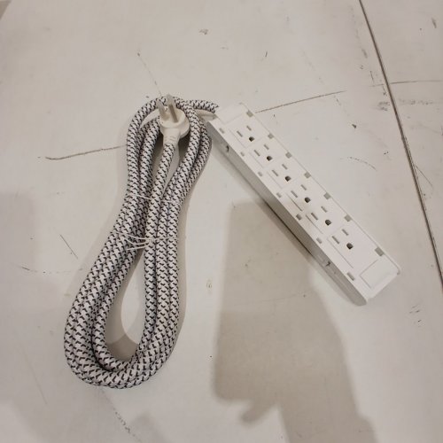 HOME & OFFICE 12-OUTLET POWER STRIP BAR WITH THICK BRAIDED CORD - WHITE image 3