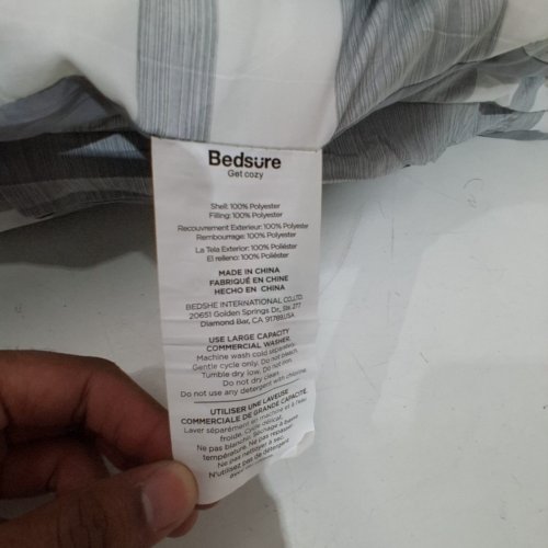 BEDSURE SOFT REVERSIBLE COMFORTER - QUEEN - GREY & WHITE STRIPES image 3