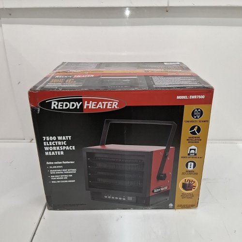 REDDY HEATER ELECTRIC WORKSPACE GARAGE AND UTILITY HEATER - 7500W, 240 V, 32 AMP-BLACK AND RED - (MODEL: EWR7500) image 2