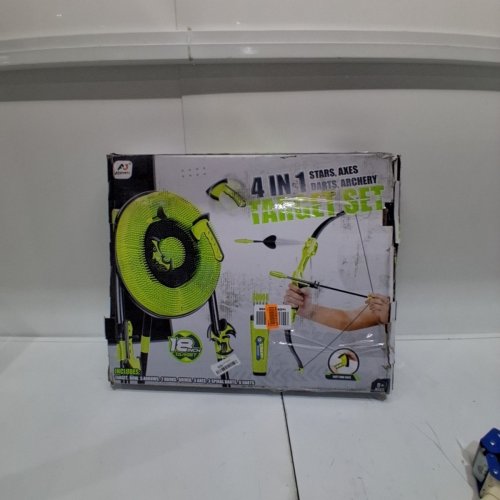 4-IN-1 AXE THROWING TARGET AND BOW AND ARROW GAME SET - 18" TARGET - GREEN AND BLACK image 4