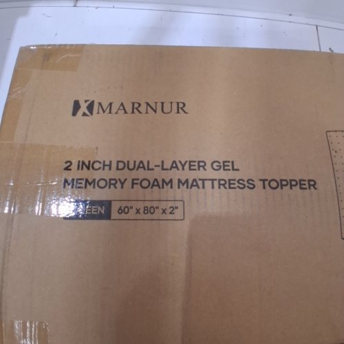 MARNUR DUAL-LAYER GEL MEMORY FOAM MATTRESS TOPPER - QUEEN - 2" THICK - BLUE/WHITE image 2