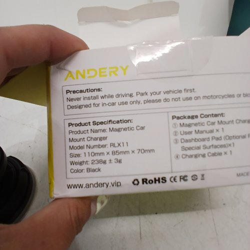 ANDERY FOLDABLE WIRELESS CHARGING MAGNETIC CAR MOUNT CHARGER - 360° ADJUSTABLE - 15W FAST CHARGING - BLACK (MODEL: RLX11) image 2