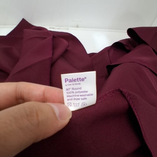 PALETTE BY GEE DI MODA ROUND HEAVY DUTY WASHABLE TABLECLOTH - 90" - BURGUNDY image 2