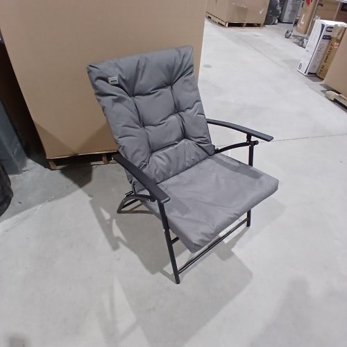 OUTSUNNY FOLDABLE UPHOLSTERED LOUNGE CHAIR WITH ARMREST -GREY & BLACK (MODEL: 84B-758BU) image 2