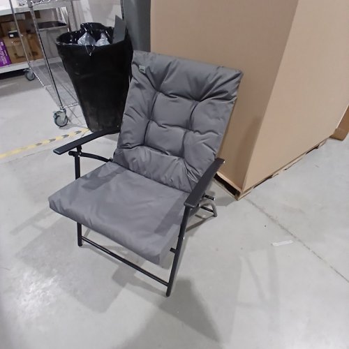 OUTSUNNY FOLDABLE UPHOLSTERED LOUNGE CHAIR WITH ARMREST -GREY & BLACK (MODEL: 84B-758BU) image 4