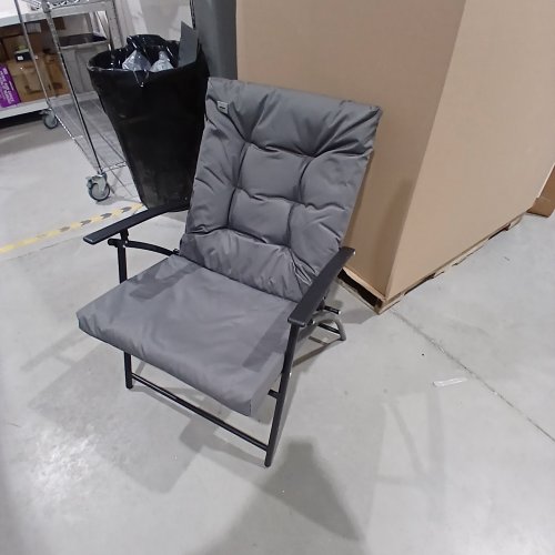 OUTSUNNY FOLDABLE UPHOLSTERED LOUNGE CHAIR WITH ARMREST -GREY & BLACK (MODEL: 84B-758BU) image 5