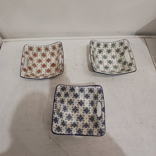 3PK PORCELAIN BOWLS WITH HANDLES - 770ML EACH - BLUE/ORANGE/GREEN (MODEL: 1541230) image 2