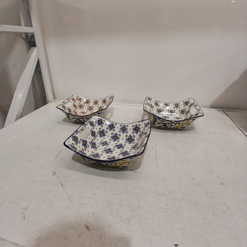 3PK PORCELAIN BOWLS WITH HANDLES - 770ML EACH - BLUE/ORANGE/GREEN (MODEL: 1541230) image 3