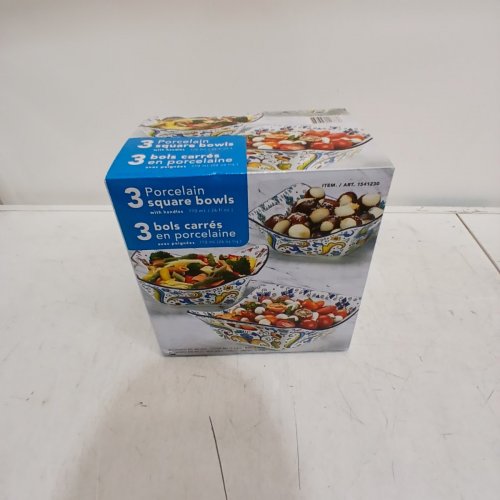 3PK PORCELAIN BOWLS WITH HANDLES - 770ML EACH - BLUE/ORANGE/GREEN (MODEL: 1541230) image 4