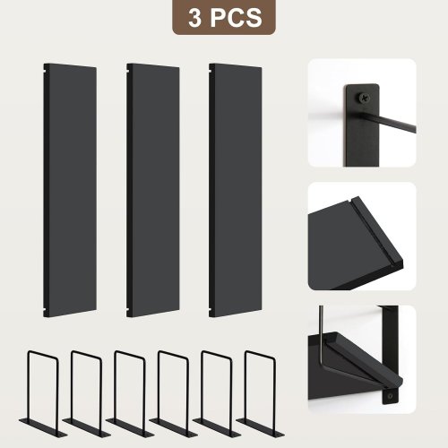 3PK FLOATING WALL SHELVES SET - 23" - 40LBS CAP - BLACK / DARK WOOD image 3