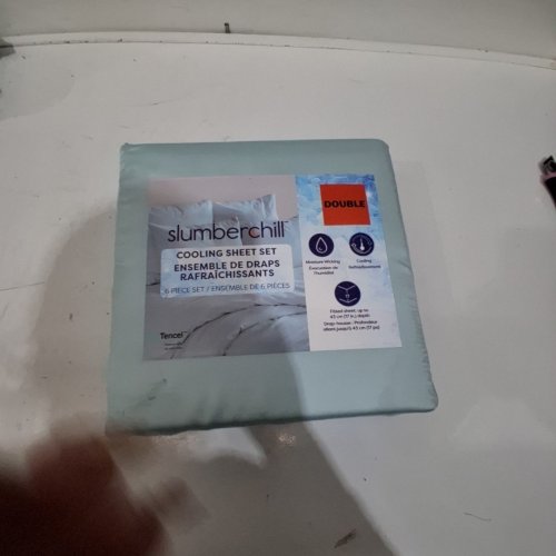 6PC SLUMBERCHILL COOLING BED SHEET SET WITH 4 PILLOW CASES - DOUBLE - BLUE (MODEL: 1976200) image 2