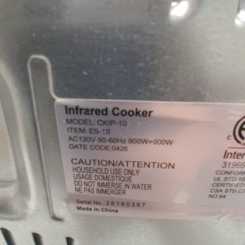 COKLAI DUAL INFRARED COOKER - 120 V - 900W - BLACK AND SILVER (MODEL: CKIP-10) image 3
