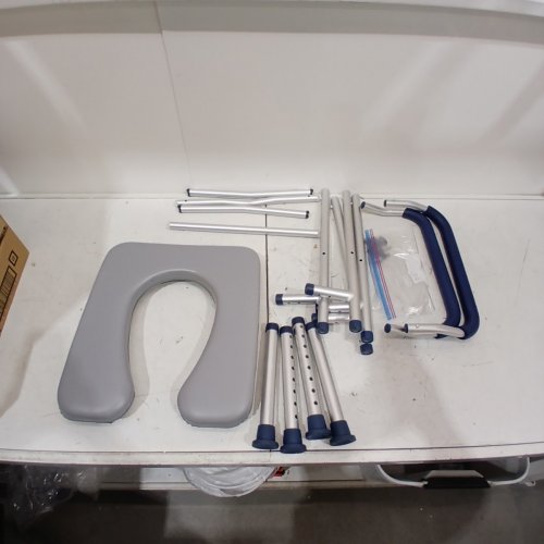 LAFATI HEAVY DUTY RAISED TOILET SEAT WITH HANDLES - 330LBS CAPACITY - BLUE/GREY image 2
