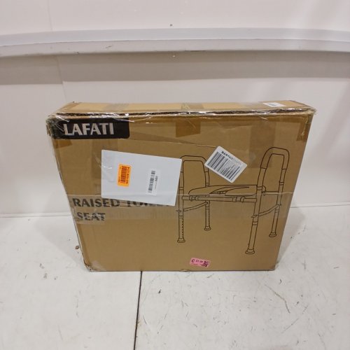 LAFATI HEAVY DUTY RAISED TOILET SEAT WITH HANDLES - 330LBS CAPACITY - BLUE/GREY image 4