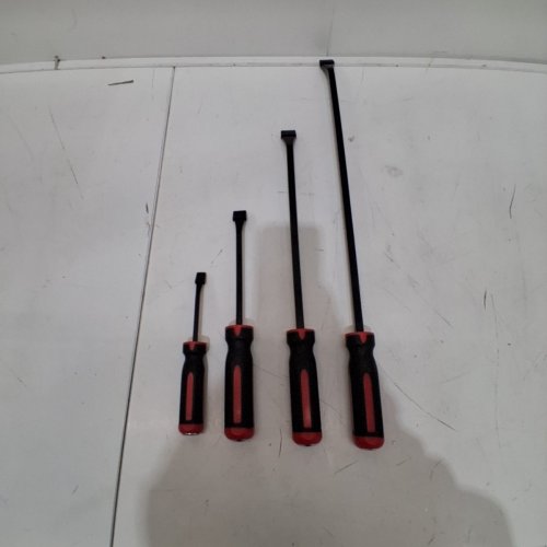 4PC TOOLEAGUE HEAVY DUTY PRY BAR TOOLS WITH THICK STRIKE CAP HANDLE - 8" TO 24" - BLACK/RED image 2