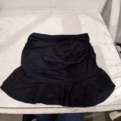 WOMEN'S HIGH WAISTED RUCHED SWIMSUIT SKIRT - LARGE - BLACK image 2