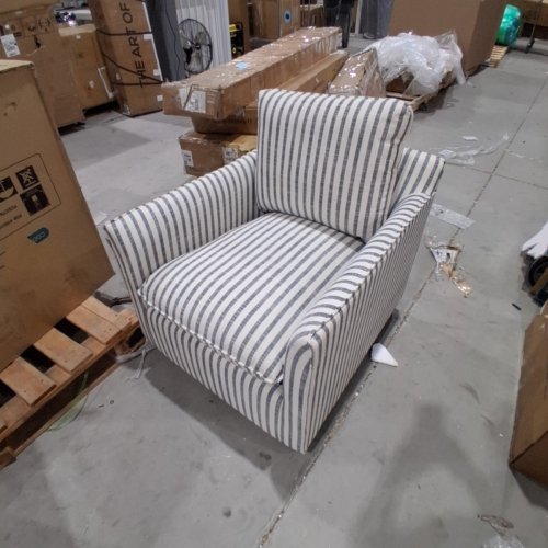 CANMOV SWIVEL ACCENT CHAIR WITH THICK BACK - BLUE STRIPES (MODEL: CS052AF61D-BL) image 4