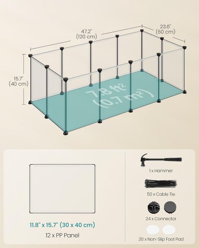 8 PANEL SONGMICS PET PLAYPEN - CLEAR/BLACK (MODEL: LPC017W101) image 2