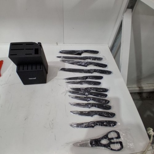 14PC HECEF LIGHTWEIGHT KITCHEN KNIFE SET - 3.5"/5"/7" - BLACK - (MODEL:AU0063187) image 2