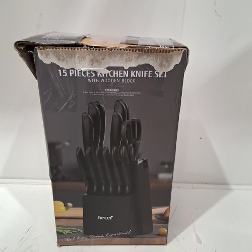 14PC HECEF LIGHTWEIGHT KITCHEN KNIFE SET - 3.5"/5"/7" - BLACK - (MODEL:AU0063187) image 4