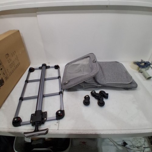 ROLLING PET CARRIER TROLLEY WITH WHEELS - 24" X 14" - GREY image 3