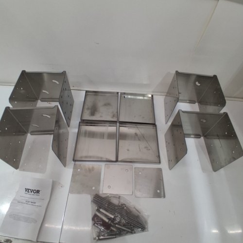 4PK VEVOR POST BASE ANCHOR BRACKET PLATE FOR PORCH OR DECK - 8" X 8" - STAINLESS STEEL (MODEL: BBLZ-8IN-4) image 2