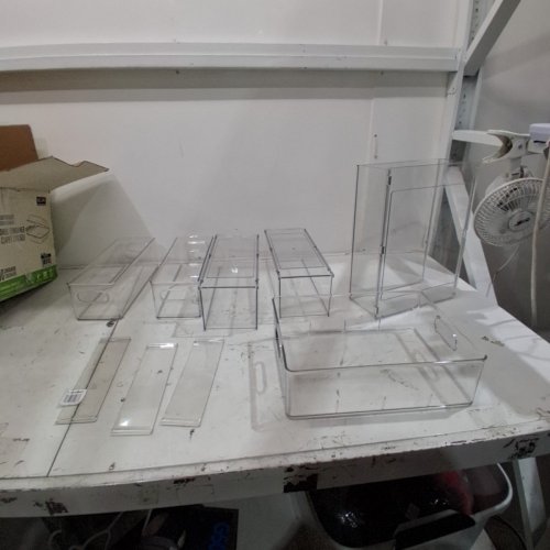 3PC STACKABLE ORANGIZER BINS WITH PULL OUT DRAWERS - CLEAR image 2