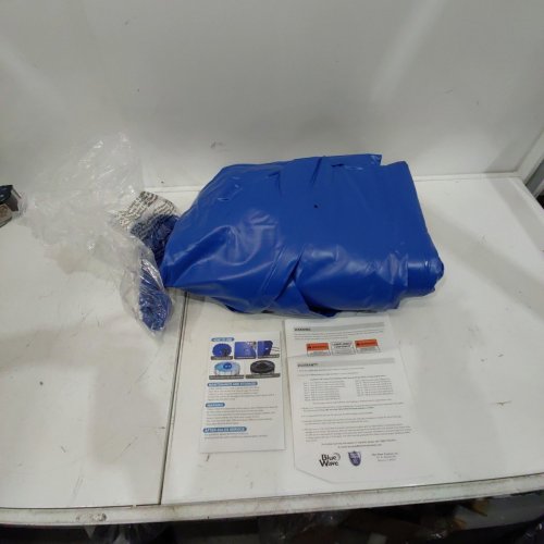 BLUEWAVE ABOVE GROUND LEAF NET/POOL COVER WITH HEAVYDUTY CABLE AND WINCH TIGHTENER - FOR 24FT ROUND POOLS - BLUE (MODEL: WC908-4) image 3