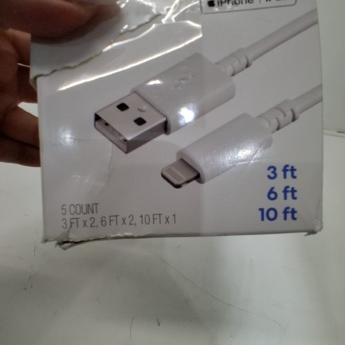 5PC DEALWORTHY USB-A TO LIGHTNING CHARGING CABLE SET - 2 X 3FT, 2 X 6FT, 1 X 10FT - WHITE image 3